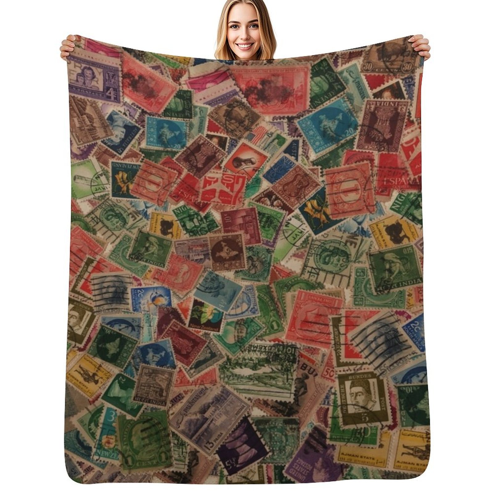 Collectible Vintage Postage Stamps - Vintage Postage Stamps Collection Throw Blanket