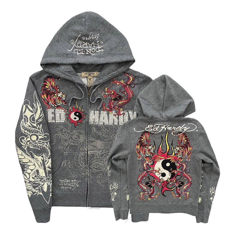 Vintage Zip Hoodie - American Gothic Ro Skull Bones Oversized