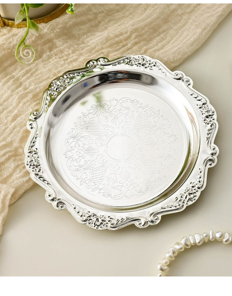 Vintage Collectible Dishes - Vintage Metal Embossed Tray Luxury Serving