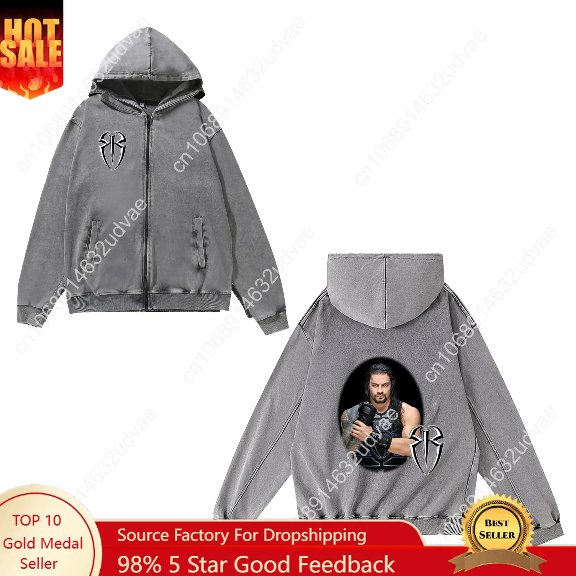 Vintage Zip Hoodie - Roman Reigns Zipper Sweatshirt Man Woman