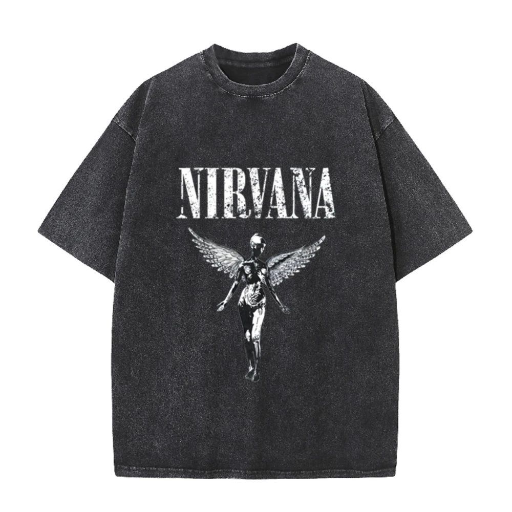 Retro Acid Wash Oversized T-sh - Vintage Collectible Figures 评论和价格