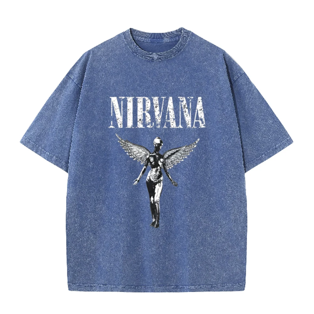 Retro Acid Wash Oversized T-sh - Vintage Collectible Figures 评论和价格