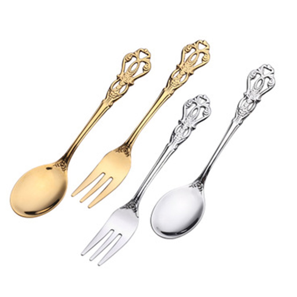 1 Pair Vintage Gold Spoon Fork - Vintage Collectible Spoons 评论和价格