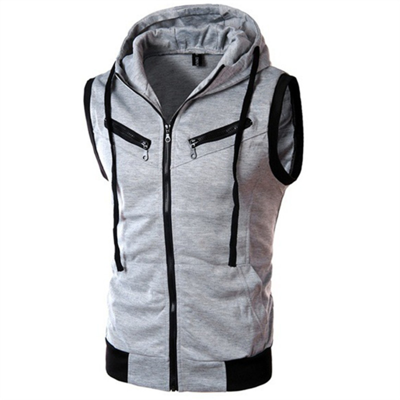 New Men's Hooded Sleeveless Ve - Vintage Zip Hoodie 评论和价格