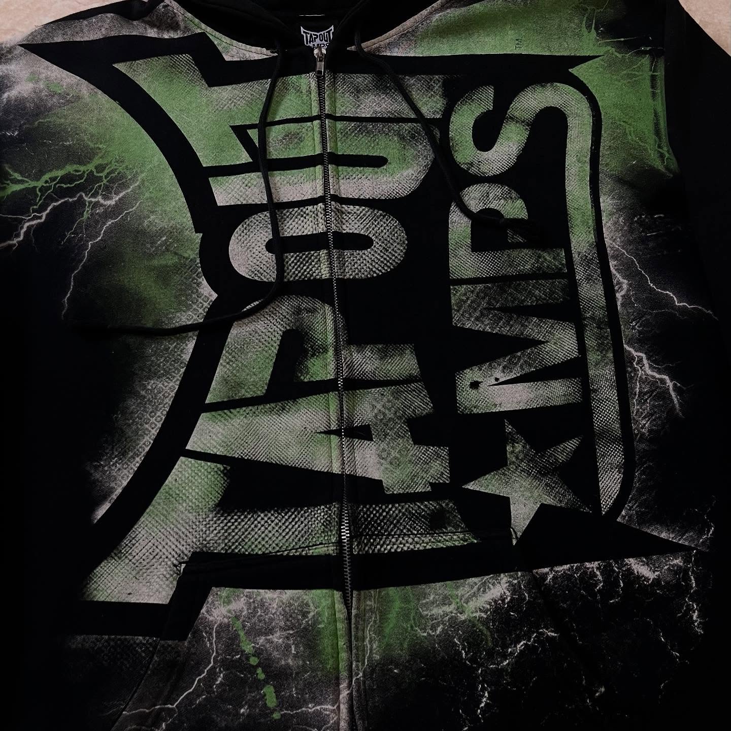 Vintage Green Tapout Print Zip - Vintage Zip Hoodie 评论和价格