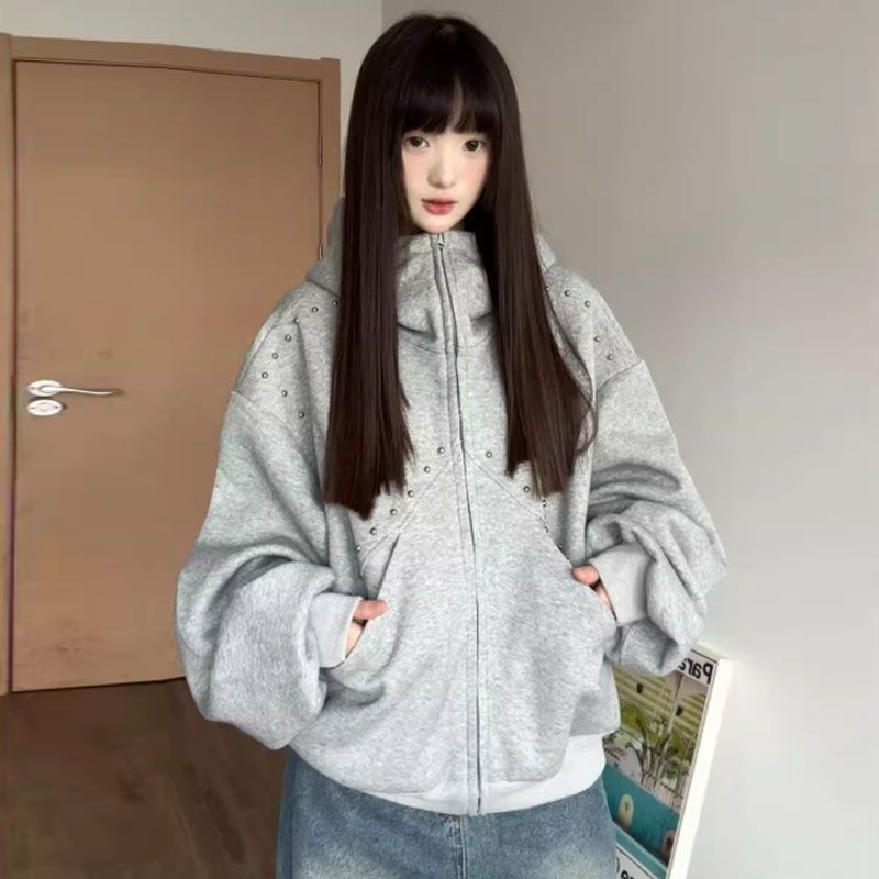 Y2K Vintage Cute Devil Ear Stu - Vintage Zip Hoodie 评论和价格