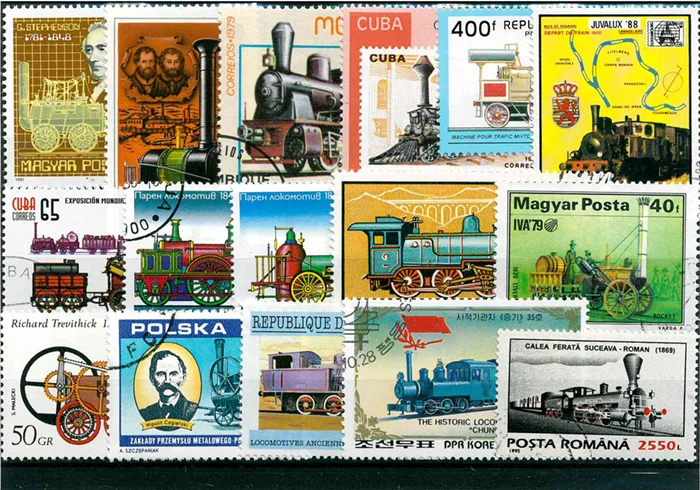 50Pcs/Lot Vintage Old Train St - Collectible Vintage Postage Stamps 评论和价格